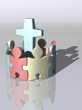 Kirchenkreuz mit Figuren