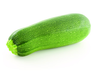 Green zucchini vegetable isolated on white background
