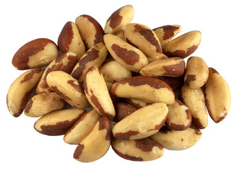 Brazil nuts isolated on a white background.