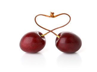 Two cherries in the form of heart