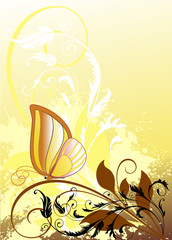 floral background with butterfly