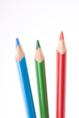 red, green and blue crayons