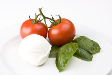 caprese: tomatoe, basil and mozarella cheese