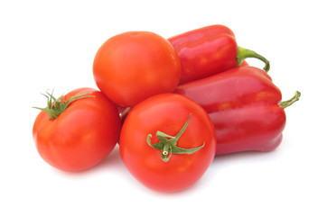 Tomatoes and paprikas