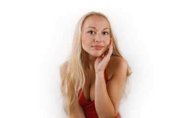 Fototapeta premium blonde with hand on face