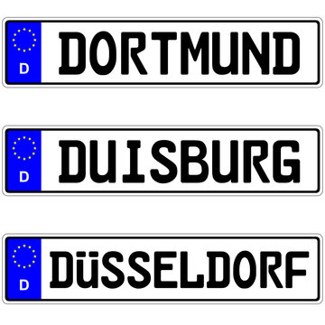 Dortmund, Duisburg, Düsseldorf - Autokennzeichen