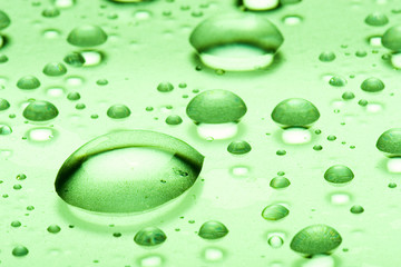 Water drops on a glass surface