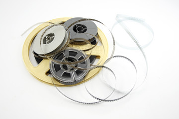 Film reels isolated on white background