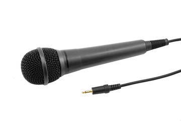 Microphone and cable isolated on white