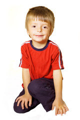 Pre-schooler isolated over white.