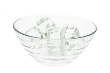 Ice Cubes in Glass Bowl