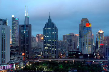 Fototapeta na wymiar Shanghai office buildings by night