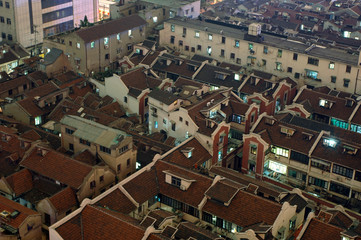 Residential houses by night in Shanghai