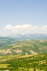 Fototapeta na wymiar Mountain landscape in the bright summer day