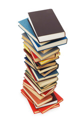 Stack of books isolated on the white background