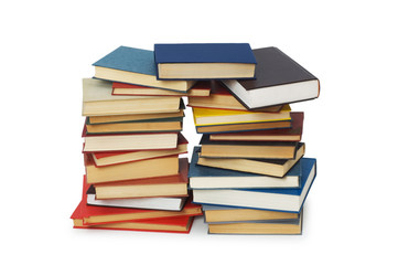 Stack of books isolated on the white background