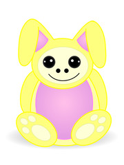 Round cute adorable bunny rabbit doll creature - Vector