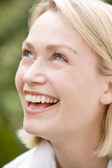 Head shot of woman smiling