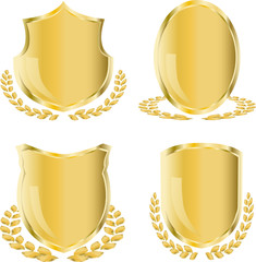 golden shield with laurel wreath