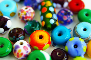 assortment of colorful beads