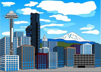 city scape City of Seattle USA