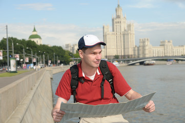 Man with Map in Moscow, Russia