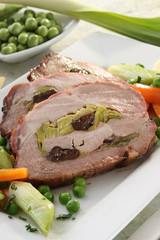 roasted meat stuffed with vegetables