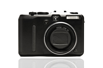 Front of a digital camera, isolated on white