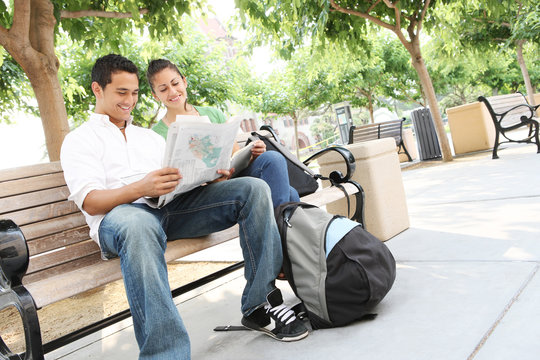 Attractive Teenage Students at College