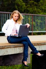 beautiful young lady with notebook