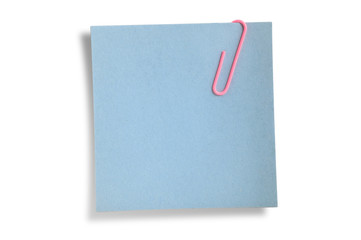 Blue remainder note isolated on white background.