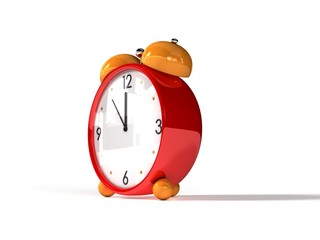 alarm clock orange on white background