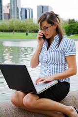 Working businesswoman outdoor