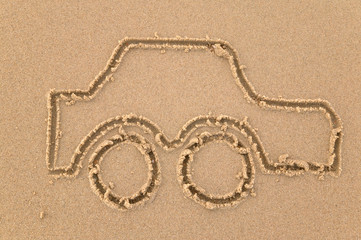 Car sand drawing