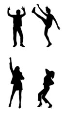 happy people vector silhouettes