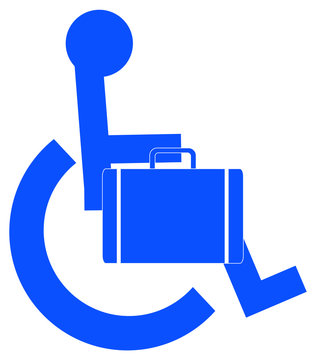 handicap or wheelchair person symbol carrying briefcase