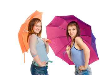 Fototapeta premium two girl with umbrella