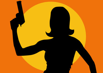 donna con pistola