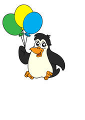 Penguin with balloons vector illustration