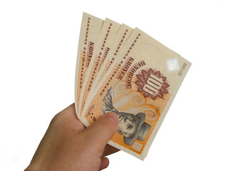 Hand paying with danish money