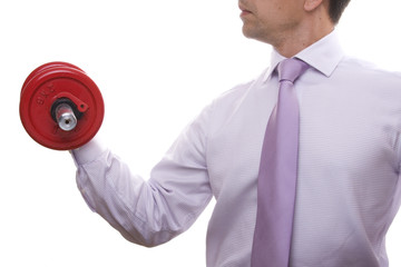 Naklejka premium businessman lifting weights