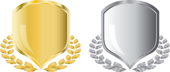golden and silver shields with laurel wreath - 8527275