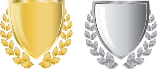 golden and silver shields with laurel wreath - 8527277