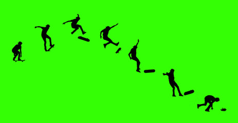 Scateboard sequence silhouettes