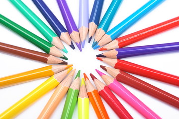 Fototapeta premium Color pencils on white background