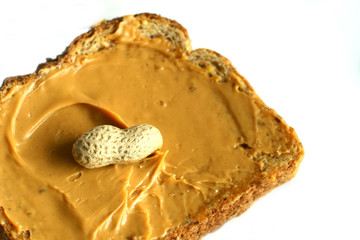 Slice of bread with peanut butter