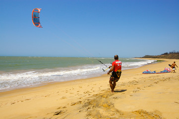 Kitesurf take off at the beach
