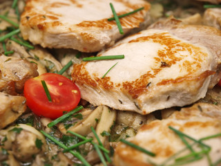 schweinesteaks mit champignon