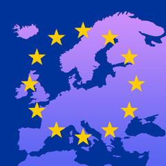 Europe Map With EU Stars