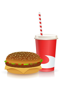 Hamburger et son verre de soda (reflet)